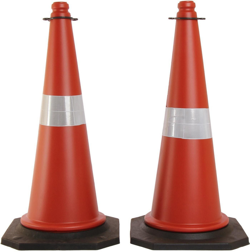 Ladwa Road Traffic Cone, Pack of 2 cones 750mm, with 2 mtr chain + 2 hooks, (Safety Cone, Traffic Safety Cone, Road Safety Cone with Reflective Strips Collar) Emergency Sign(Reflective Sign)