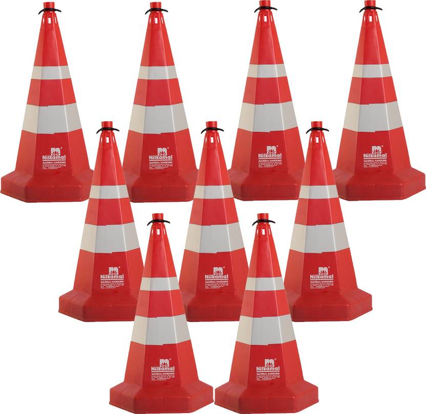 Ladwa Nilkamal Road Traffic Safety Cones, Pack of 9 cones 750mm, 9 mtr