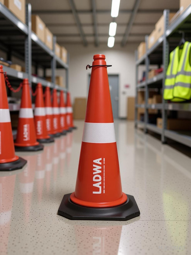 Ladwa 750mm Combo: 10 Impact-Resistant Traffic Cones, 10m Chain, 10 Hooks Emergency Sign(Reflective Sign)