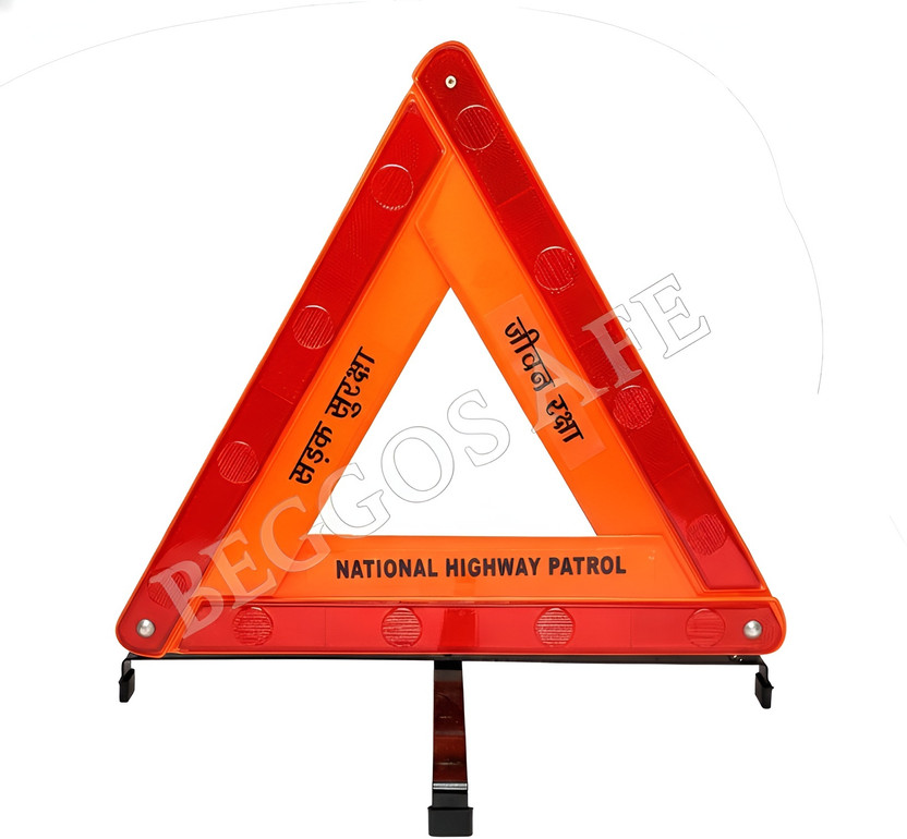 BEGGOSAFE Road Safety Reflective Warning Triangle With Double Stand Emergency Sign(Reflective Sign)