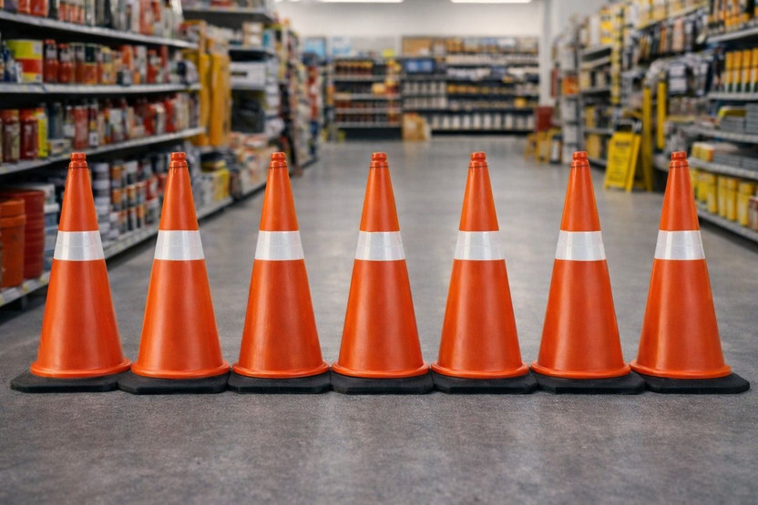 Safepath Set of Traffic cones 7Pcs 750mm Impact Resistant Road Traffic Safety Cones Emergency Sign(Reflective Sign)
