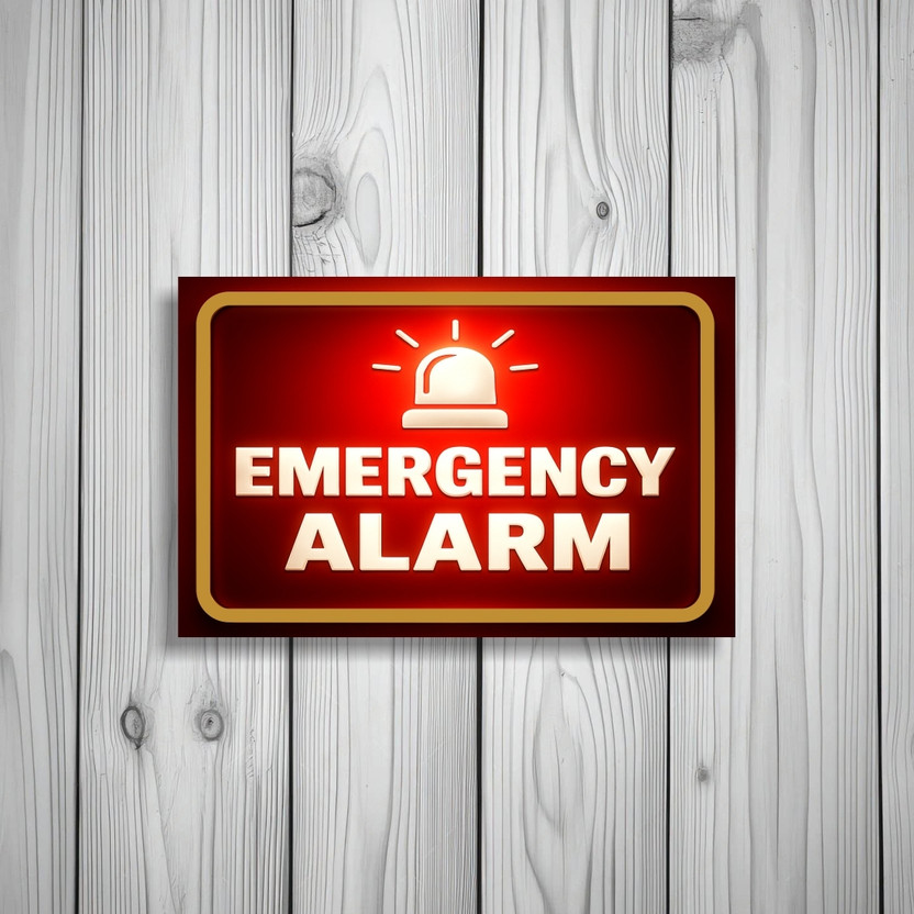 voorkoms Emergency Alarm Sign Board For Both Indoor & Outdoor Use Emergency Sign