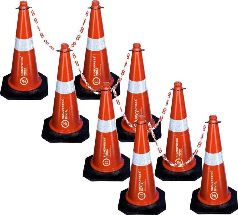 Signxpress Road Traffic Safety cone + 1 Meter chain Emergency Sign(Reflective Sign)