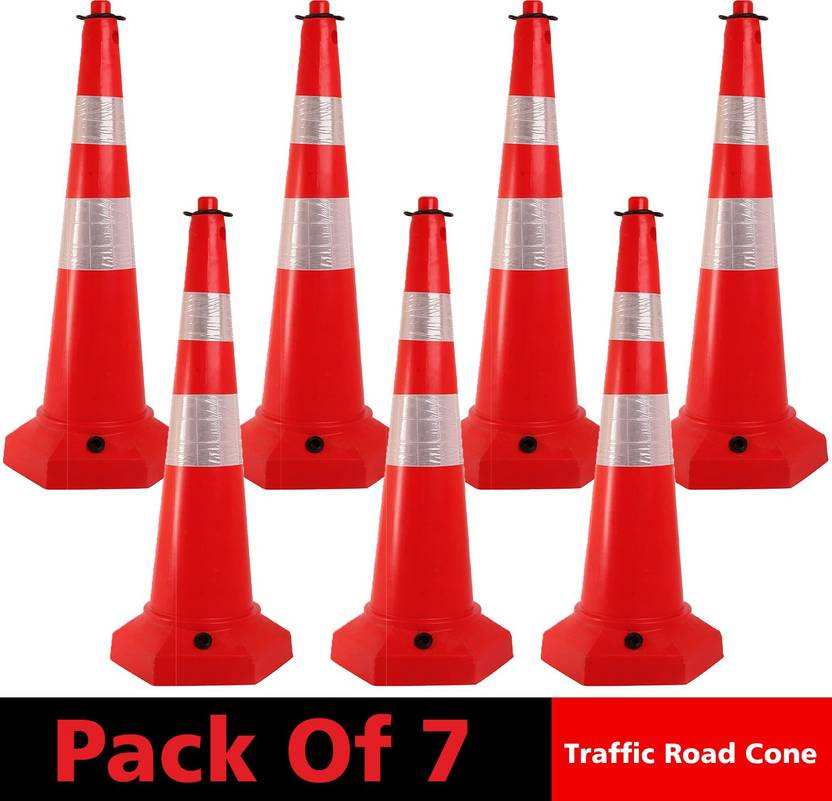Ladwa SAND FILLED Ballast Road Traffic Safety Cones , Pack of 7 cones