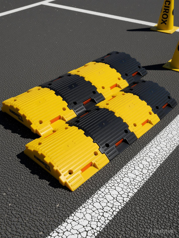 Kunplast Kunplast Plastic Speed Breaker With Heavy Duty, 2 Meter 50MM, 2X Yellow - 2X Black Emergency Sign - Flipkart Deal