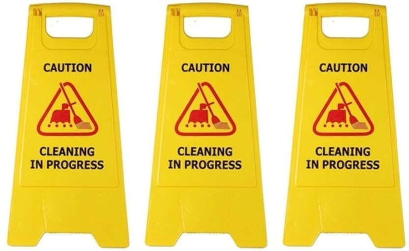 SOLACE HYGIENE Cleaning in Progress-Foldable,Non-Slip Safety Signboard for Commercial uses-3Pcs Emergency Sign(Reflective Sign)