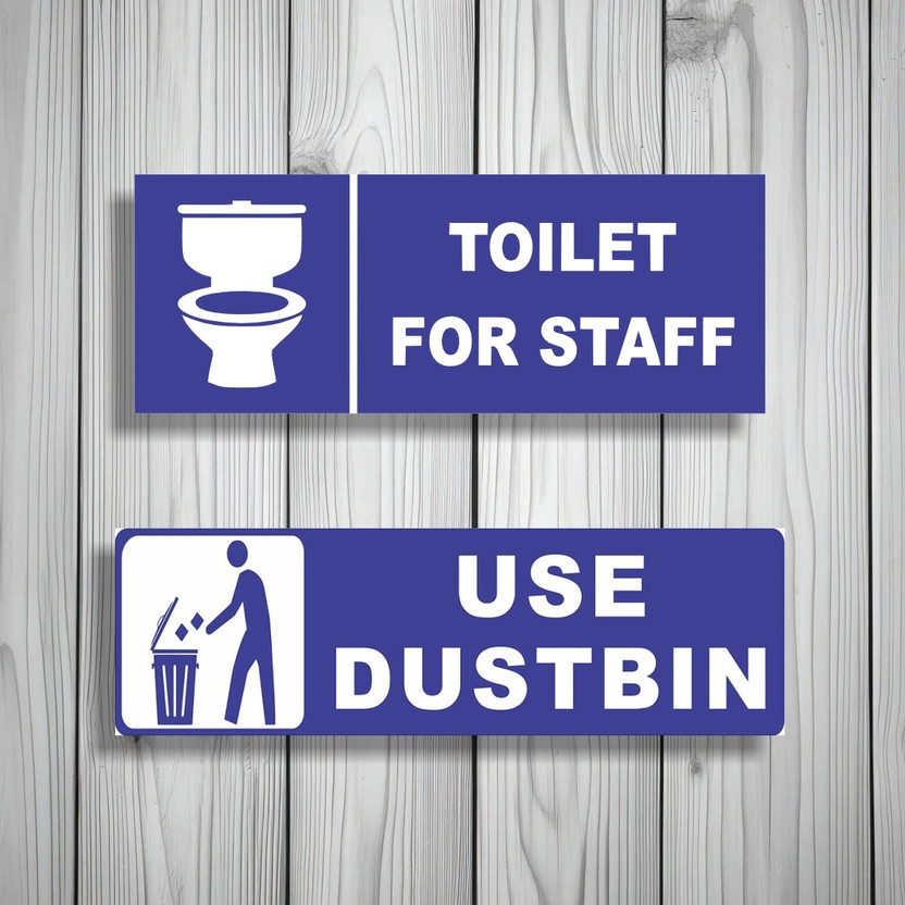 voorkoms Toilet For Staff And Use Dustbin Sign Board For Office, Bank, College, Hospitals Emergency Sign
