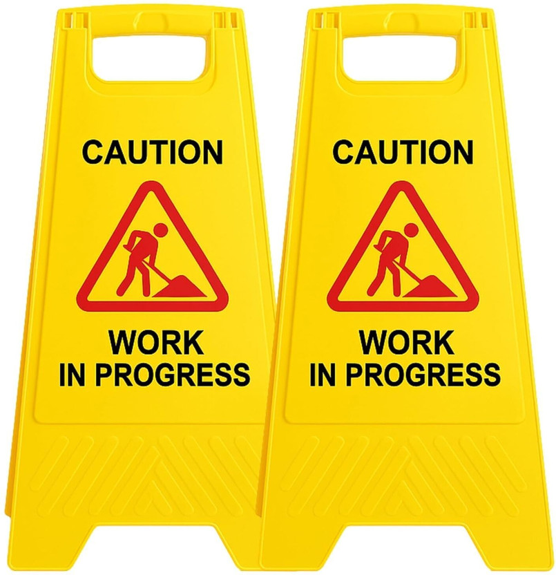 SOLACE HYGIENE Work In Progress Safety Signboard for Indoor & Outdoor Use -2Pcs. Emergency Sign(Reflective Sign)