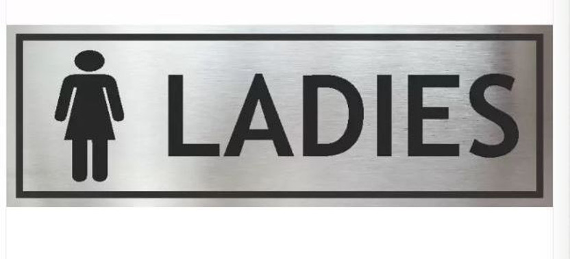 Hospitality Self Adhesive Stainless Steel Ladies Signage Sticker Name Plate | 12"x3" Inch Emergency Sign