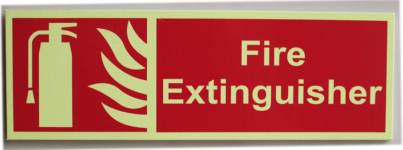 INFINITE Autoglow Fire Extinguisher Signage Board (12x4 Inch) Emergency Sign(Reflective Sign)