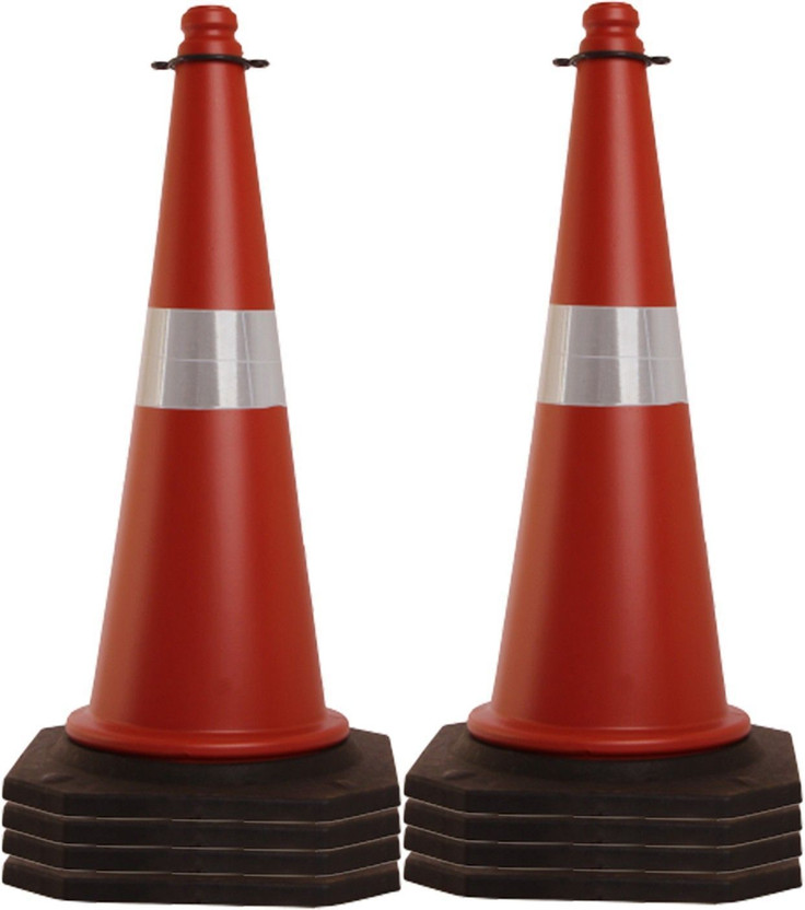 Ladwa 8 Pcs 750mm Impact Resistant Road Traffic Safety Cones with Reflective Strips Collar (Universal Size) Emergency Sign(Reflective Sign)