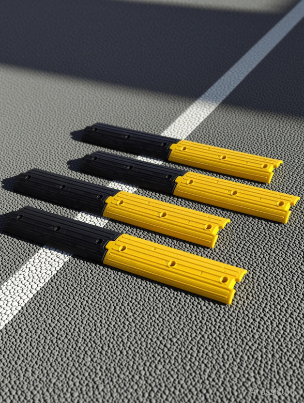 Kunplast Plastic Rumblers Safety Speed Breaker Size-500x125x25 MM, Set of 4 meters Emergency Sign(Reflective Sign)