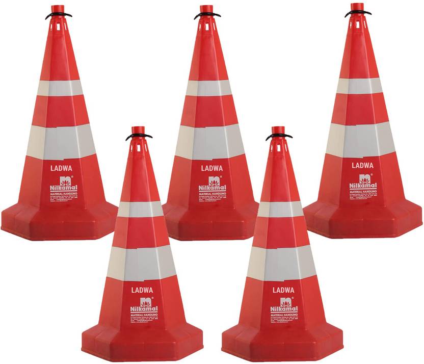Ladwa Nilkamal Road Traffic Safety Cones, Pack of 5 cones 750mm, 5 mtr