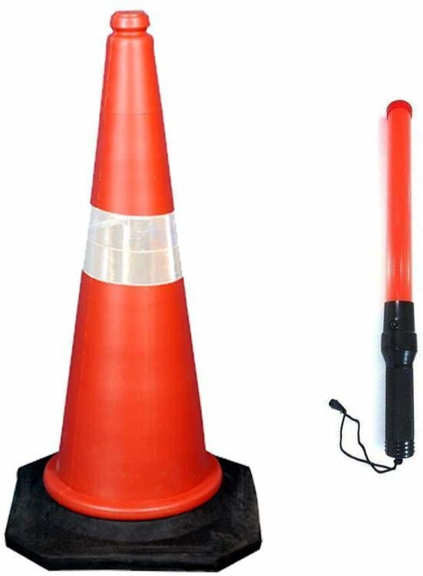 Ladwa Combo 2 Pcs of Traffic Safety Cone And Traffic Safety light stick Baton Blinking Option with 2 Flashing Modes - (1 X Traffic Safety Cone + 1 X Baton) Emergency Sign(Reflective Sign)