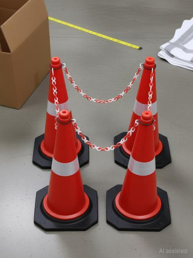 Kunplast Traffic Cone with Weighted Rubber Base, 4 hook, Pack of 4 Emergency Sign