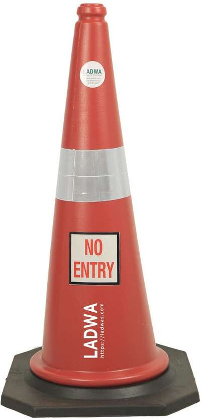 Ladwa Road Traffic Safety Cone with No Entry Sign (Cone with Reflective Strips Collar) Emergency Sign(Reflective Sign)