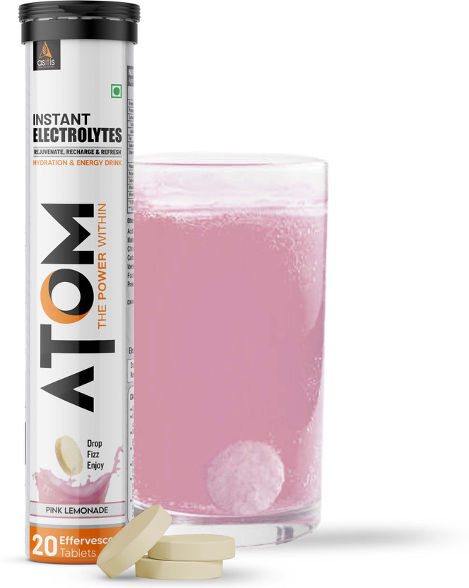 AS-IT-IS Nutrition AS-IT-IS ATOM Electrolyte Effervescent 20 Tablets,Pink Lemonade,Without Caffeine Hydration Drink(20x1 Tablets, Pink Lemonade Flavored)