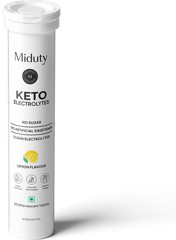 Miduty Keto Electrolytes-Hydration-Mineral Balance-Keto Diet-Sugar free-Effervescent Hydration Drink(20 g, Lemon Flavored)