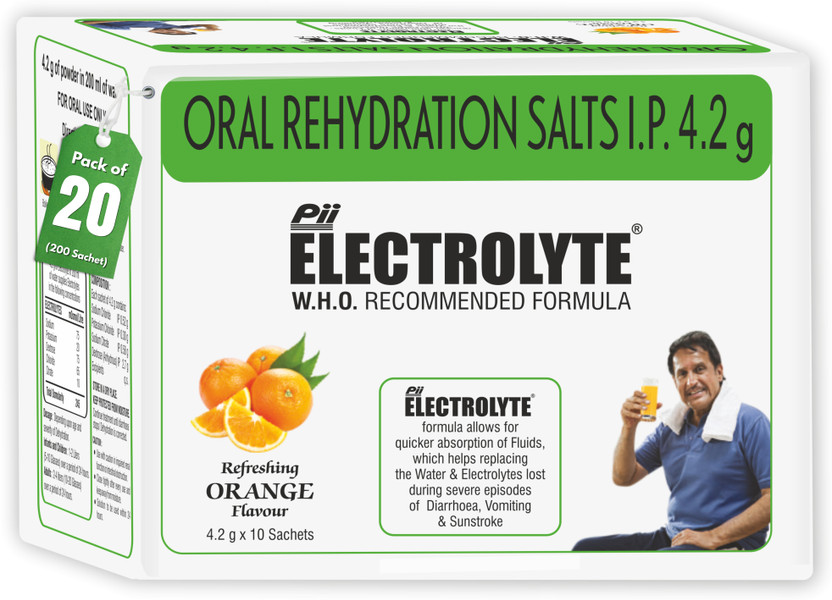 PII ELECTROLYTE Electrolyte Drink Mix Powder for Daily Hydration with Essential Minerals Energy Drink(20x10 Sachets, Orange Flavored)