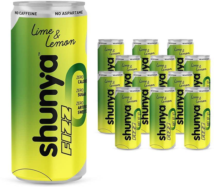 shunya Fizz Lime & Lemon Sugar Free Soft Drink with Green Tea