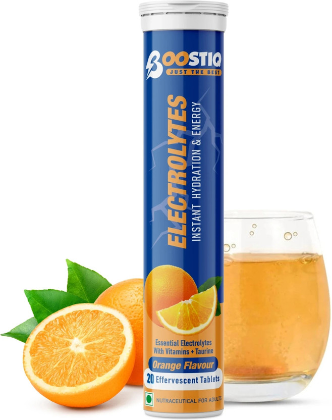 boostiq Electrolytes-Hydration With Instant Energy Formula, Pre & Post Workout, Hydration Drink(20 Tablets, Orange Flavored)