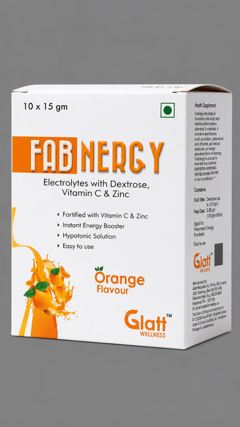 Glalet Fabnergy Electrolyte Powder with Dextrose, Vitamin C & Zinc | Orange Flavour Energy Drink(150 g, Orange Flavored)