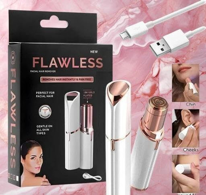 Feelon Face Hair Remover Upper Lip, Chin, Eyebrow Trimmer Shaver Machine for Women Trimmer Cordless Epilator(White, Gold)