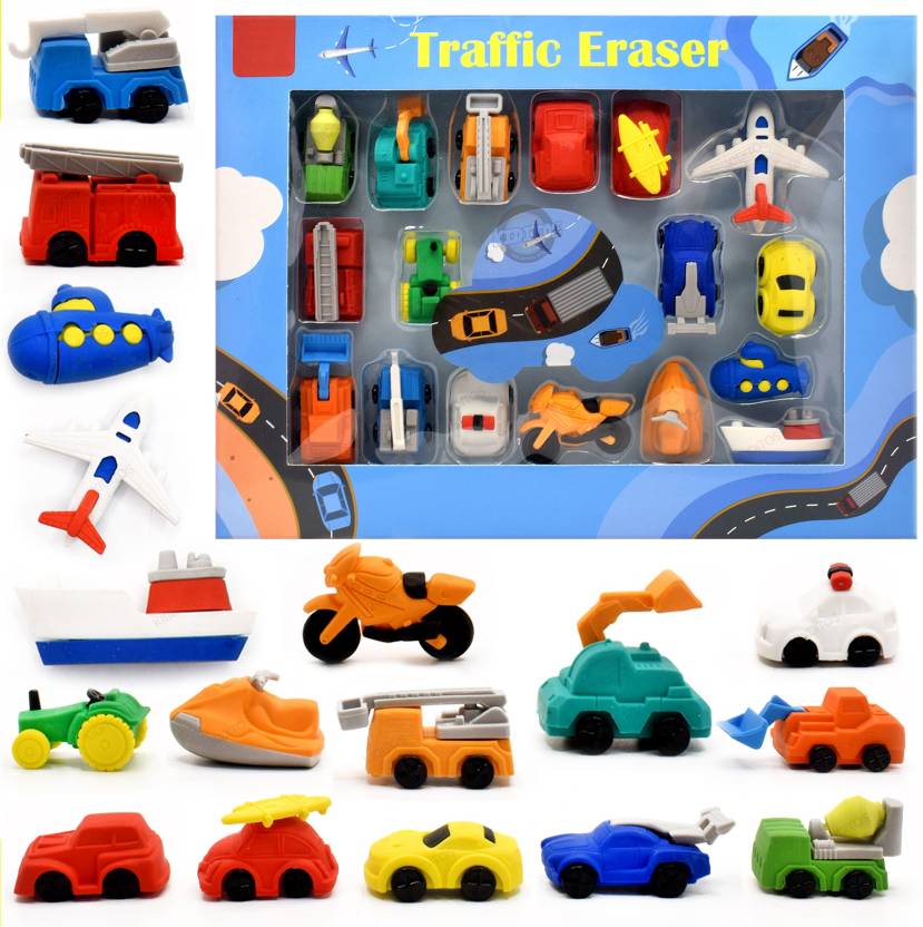 Flipkart.com | Kiditos Transportation Vehicles Toy Play Erasers For ...