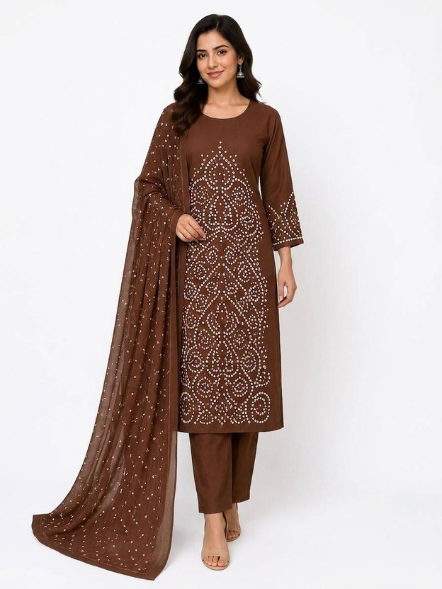 Rangrez Studio Women Kurti Pant Attached Dupatta Set