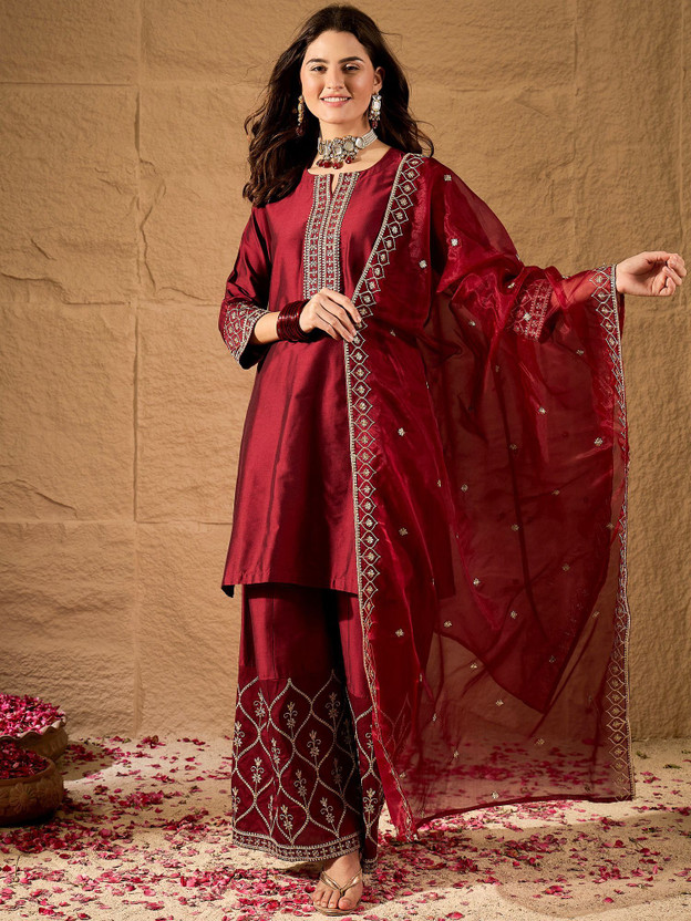 AVANSHEE Women Kurta Palazzo Dupatta Set