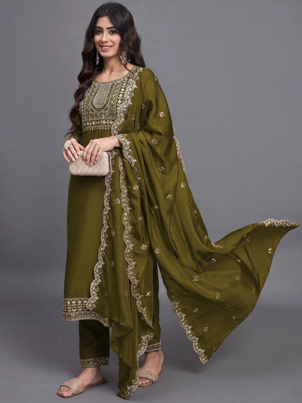 Zinariya Fab Embroidered Kurta, Trouser/Pant & Dupatta Set