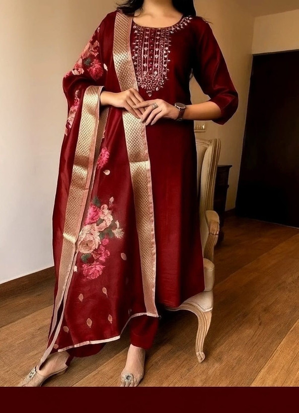 NARI DREAM Women Kurta Pant Attached Dupatta Set