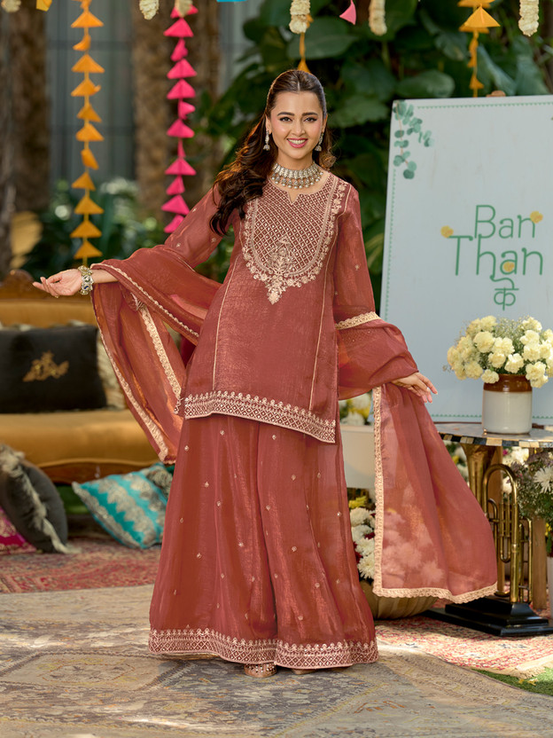 MOKOSH Women Kurti Palazzo Dupatta Set