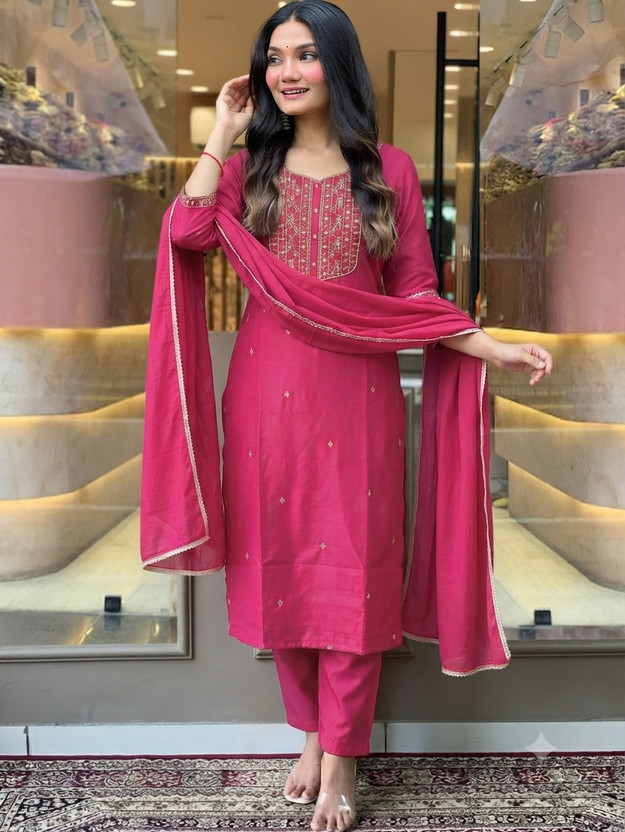ANJIKI Women Kurti Pant Dupatta Set