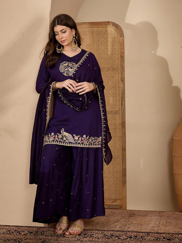 Skylee Women Kurta Sharara Dupatta Set