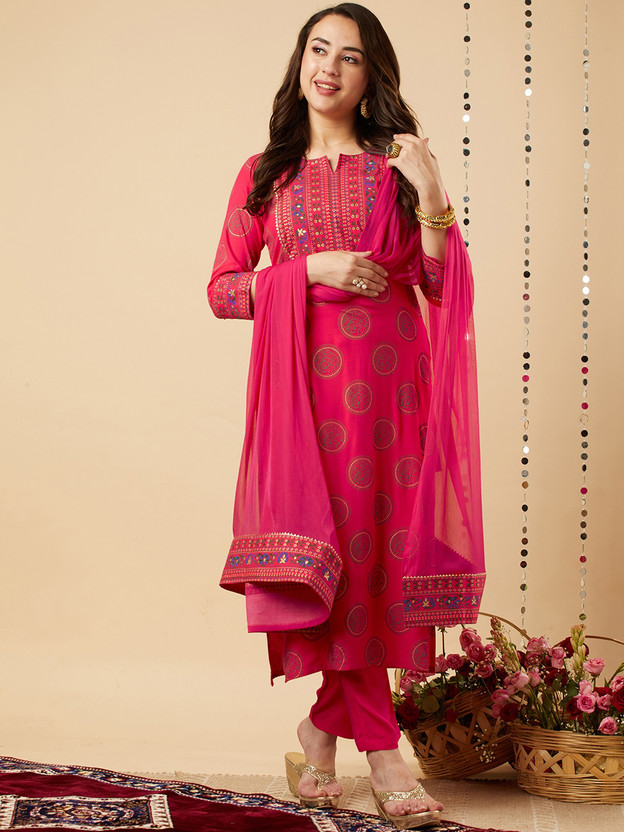 FABUNNA COTTON Women Kurta Pant Dupatta Set