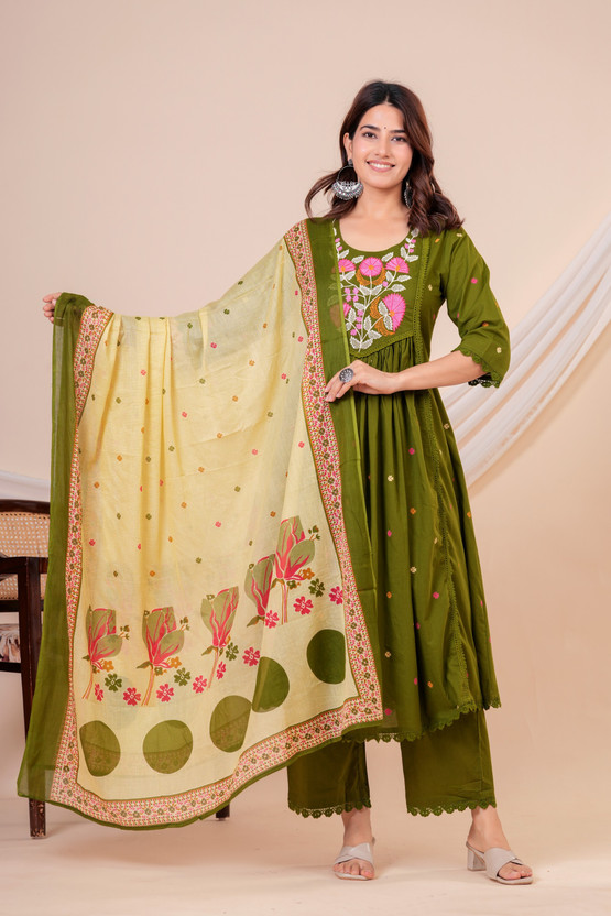 ISER INDIA Women Kurta Pant Dupatta Set