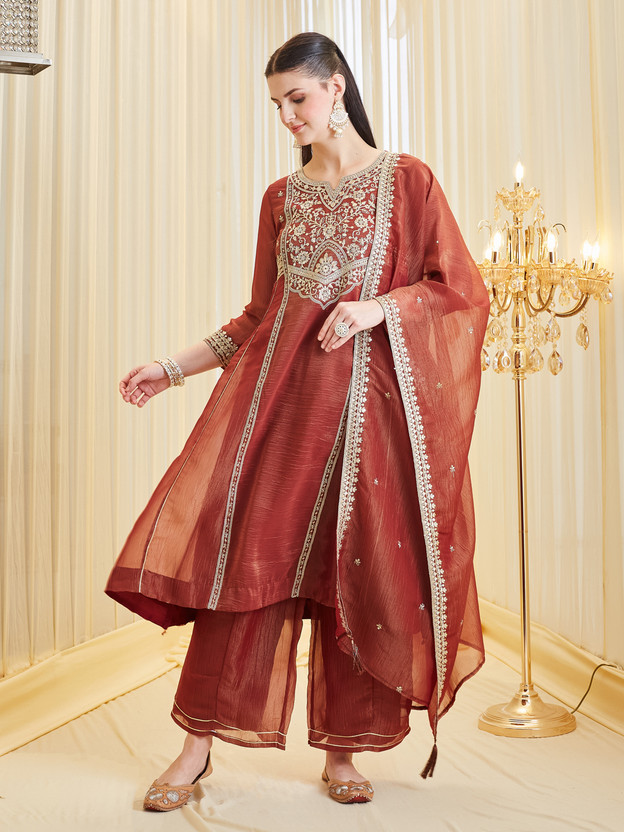 MOKOSH Women Kurta Palazzo Dupatta Set