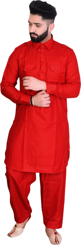red pathani suit