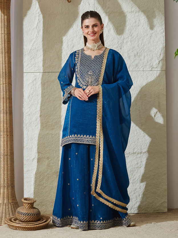 MOKOSH Women Kurti Palazzo Dupatta Set