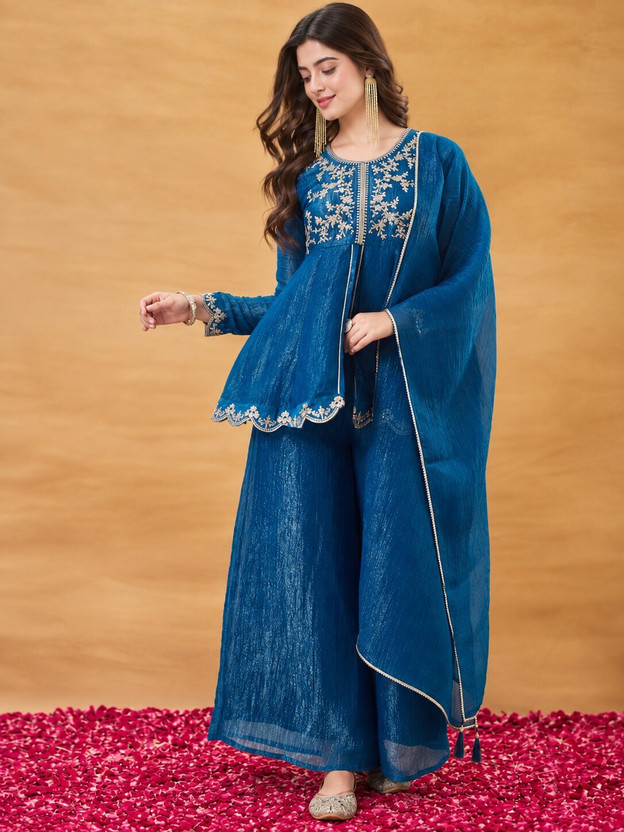 OMICRON OMICRON FAB Women Kurta Palazzo Dupatta Set - Flipkart Deal