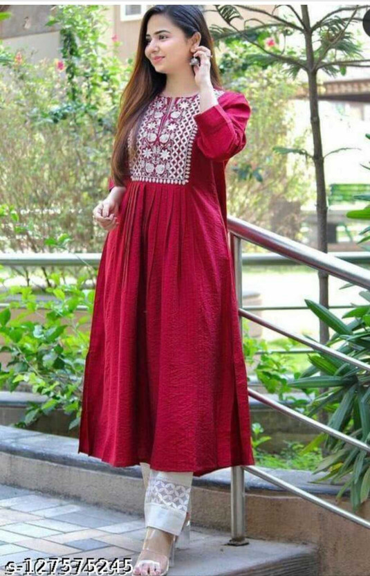 Red Latest Women's Kurti Online Shopping in UK - Fabanza.co.uk