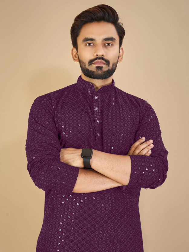 MENSKURTA MENSKURTA Men Embellished Straight Kurta(Green) - Flipkart Deal
