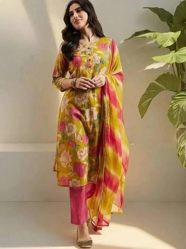 FABUNNA COTTON Women Kurta Pant Dupatta Set