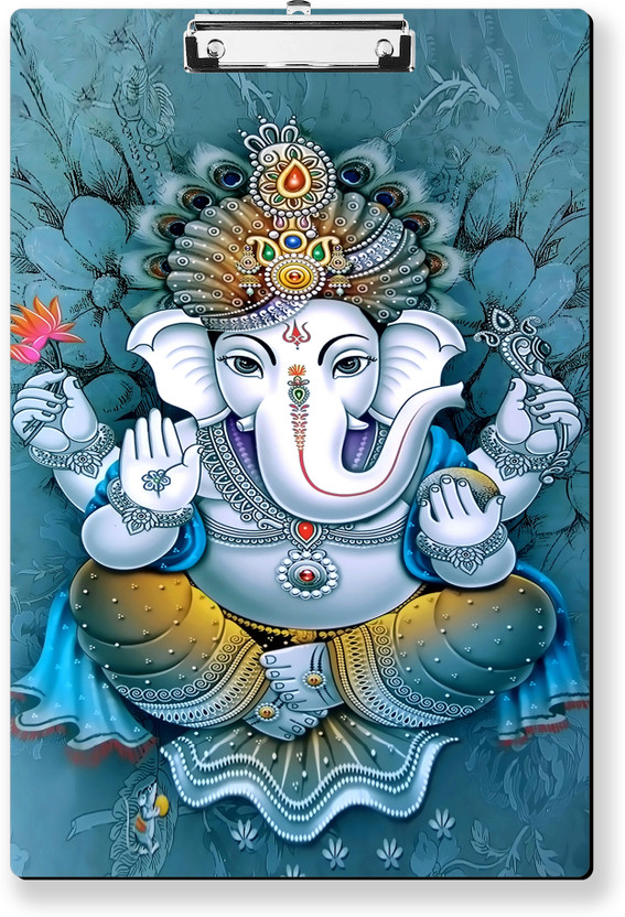 Regalocasila Lord Ganesha (Ocean Blue) Digital Printed Exam Pad(Set of 1, Multicolor)