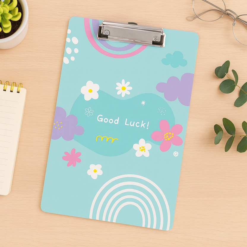 articious Clipboard for Exams, Drawing, Writing, (Size - 24x36 cm) Sturdy-Good Luck(Set of 1, Multicolor)