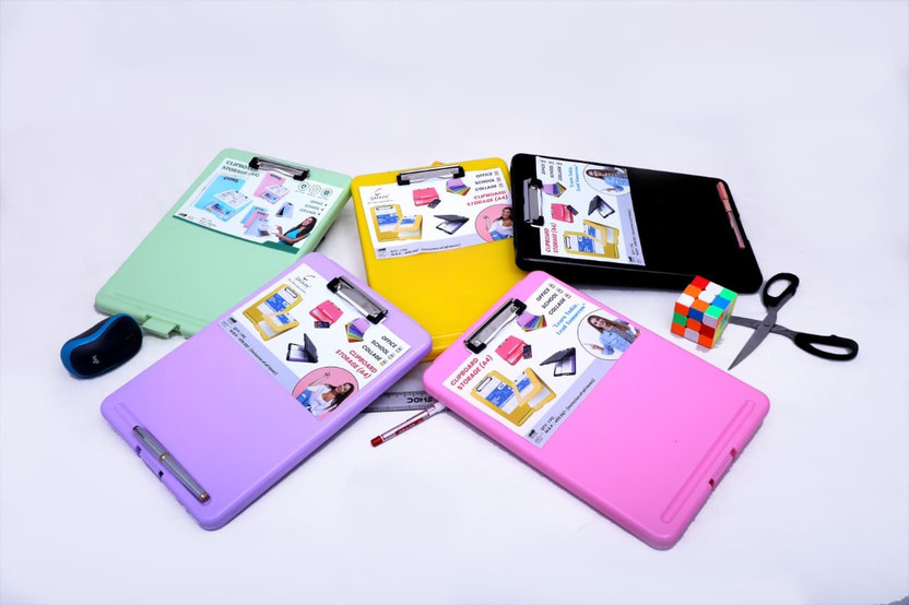 AQUATIDE Clipboard Box File Storage Case Plastic Clipboard Exam Board with Storage Box F(Set of 1, Multicolor)