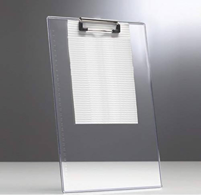 DVAU Transparent Exam Pad A4 Size Writing Board with Clip(Set of 1, White)