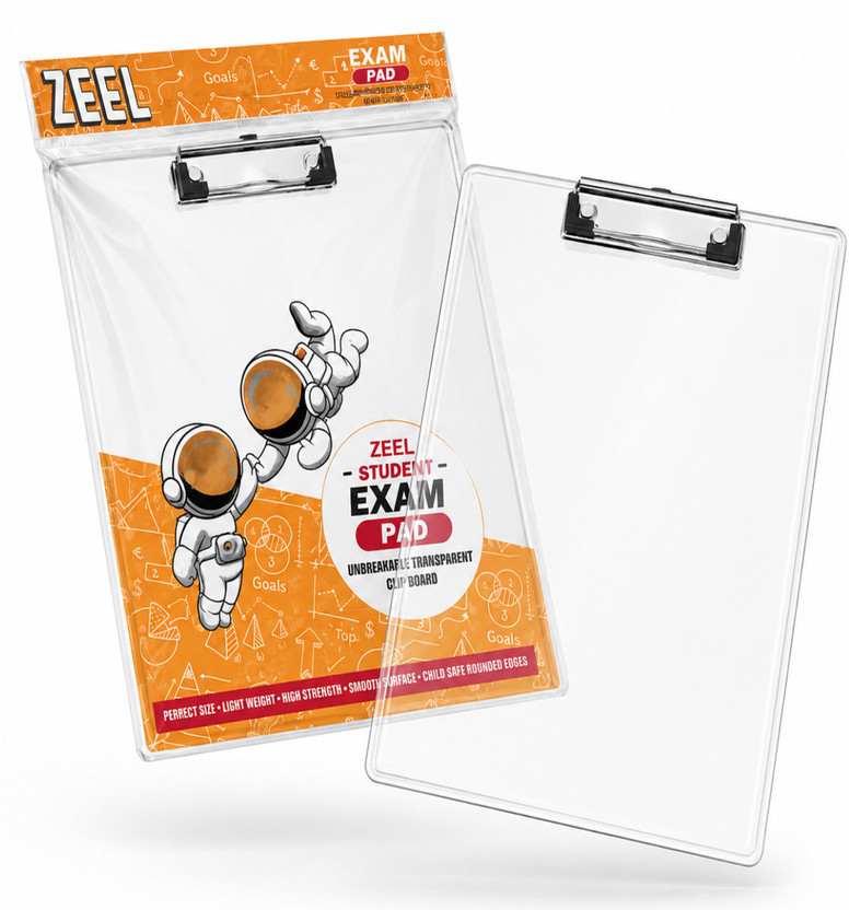 ZeelStationery Unbreakable Transparent Exam Pad, Writing Pad, Drawing Pad, Exam Board Clipboard(Set of 1, White)