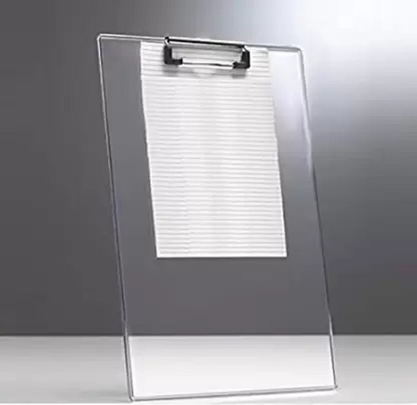 GOSRI CB03-ACRYLIC EXAM CLIP BOARD FOR A4 PAPER -TRANSPARENT CLEAR(Set of 1, White)